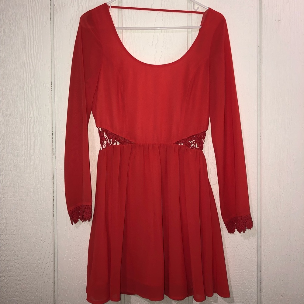 Coral open back dress